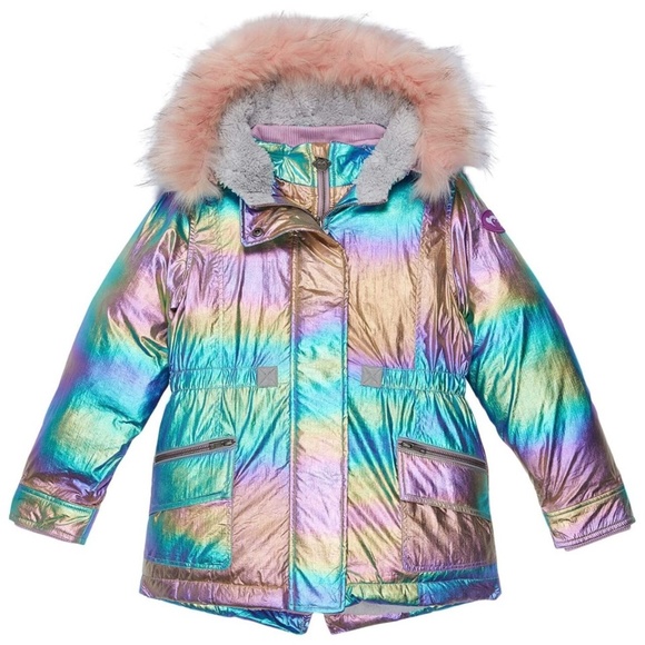APPAMAN Girls Iridescent Middie Puffer Coat - Picture 1 of 7